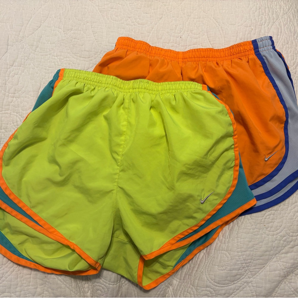 Nike Bright Green and Orange Dri-FIT Shorts